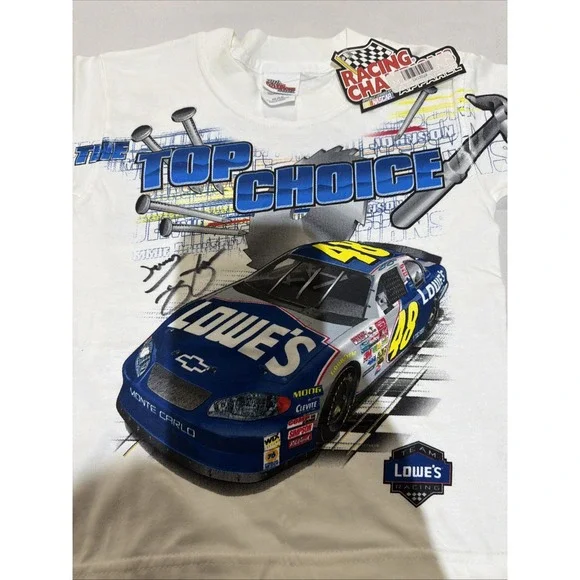 Vintage Autographed Jimmie Johnson Shirt All Over Print Y2K Racing Champions.